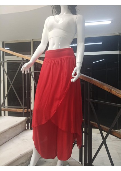 Kadın Asimetrik Kapaklı Ipek Şalvar Pantolon modelleri