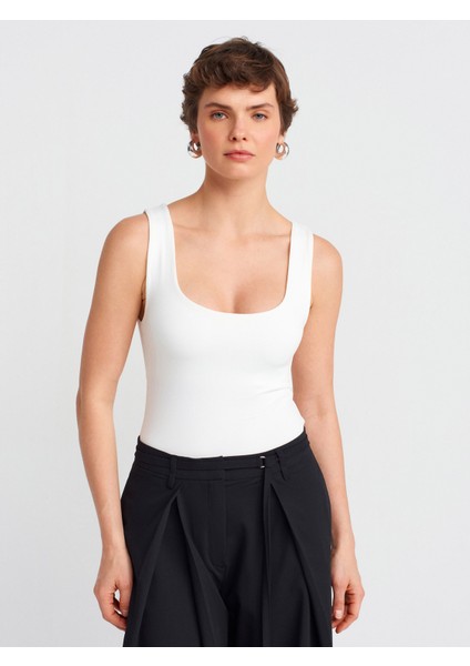 20977 Kalın Askılı Poliamid Atlet-Ekru