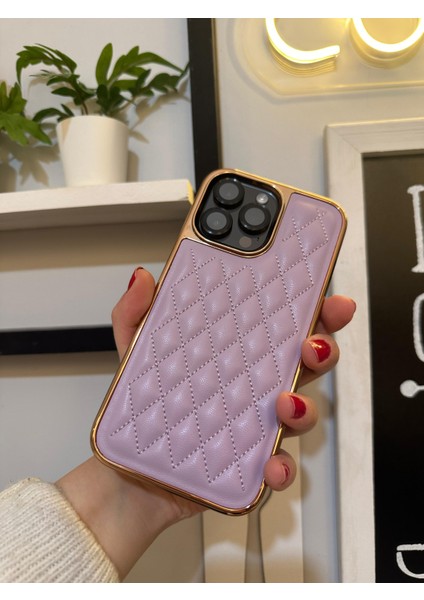iPhone 13 Pro Max Baklava Desenli Deri Kılıf