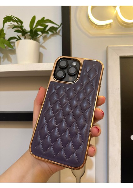 iPhone 13 Pro Max Baklava Desenli Deri Kılıf