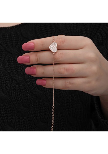 925 Ayar Gümüş Rose Kalp Kadın Bileklik fiyatları