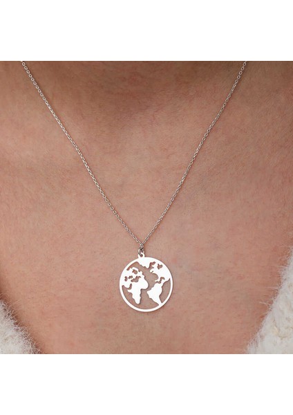 Gümüş Dünya Kadın Kolye modelleri