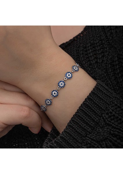 925 Ayar Gümüş Nazar Boncuklu Kadın Bileklik fiyatları