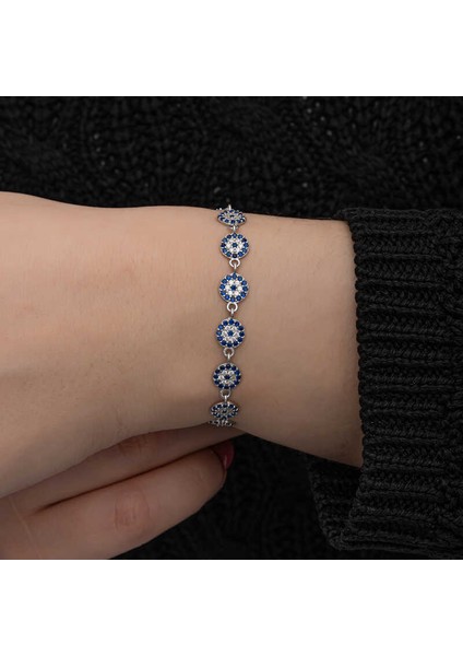925 Ayar Gümüş Nazar Boncuklu Kadın Bileklik fırsatları