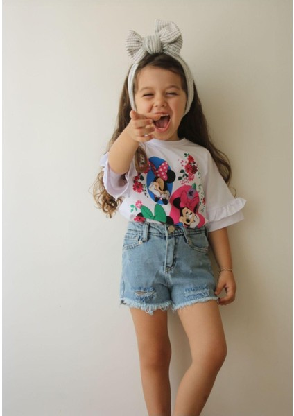 Baskılı T Shirt ve Kot Şortlu Takım-Kalıp Dardır. fiyatları