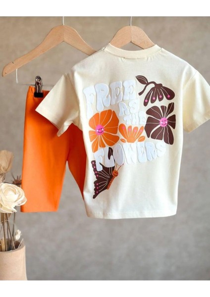 Çicek Kabartma Baskılı Kız Çocuk Takımı