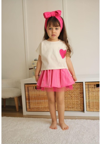Kız Çocuk Parıltılı Etek ve Tshirt Takım