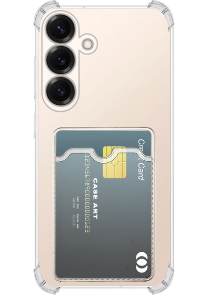 Samsung Galaxy S25 Kapak Kamera Korumalı Kartlıklı Darbe Emici Özellikli Şeffaf Silikon Kılıf