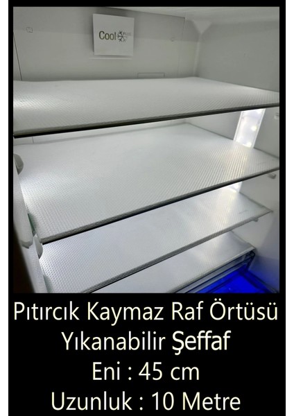 Pıtırcık Kaymaz Raf Örtüsü Şeffaf 45 cm x 10 Metre (Yıkanabilir)