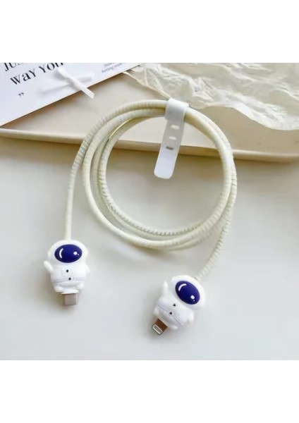 Xiaomi Oppo Huawei Uyumlu Şarj Aleti Kablo Koruyucu 3D Desenli Spiral Renkli