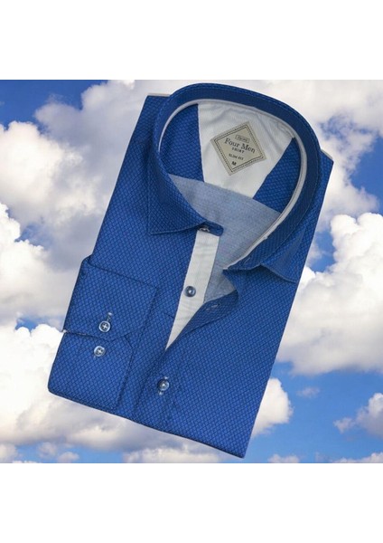 Pamuklu Uzun Kollu Erkek Gömlek (Slim Fit Kalıp)