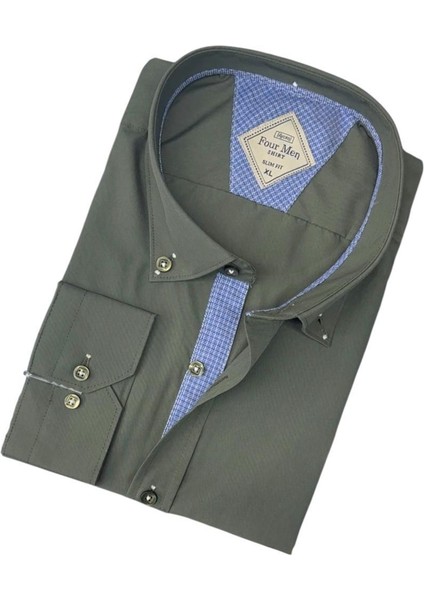 Pamuklu Uzun Kollu Antrasit Erkek Gömlek (Slim Fit Kalıp) fiyatları