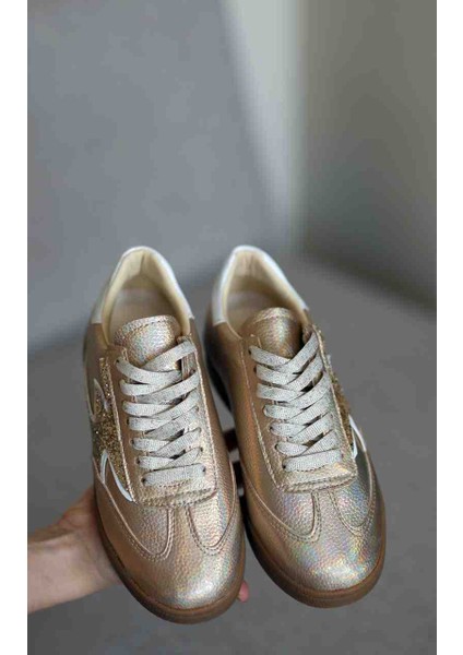 Laura Gold Cilt Sim Taş Detaylı Kadın Sneaker Ayakkabı modelleri