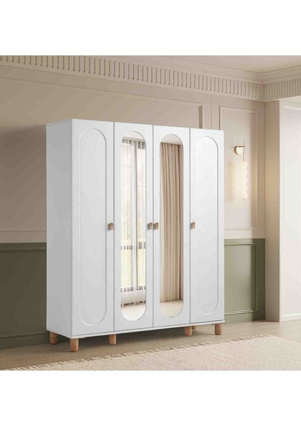 masal %100 mdf Membran 4 Kapaklı Dolap gardırop