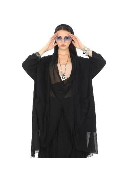 Italyan Büyük Beden Ipek Detaylı Oversize Kaftan & Bluz