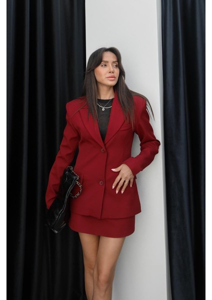 Bordo Viyana Ceket Etek Takım modelleri