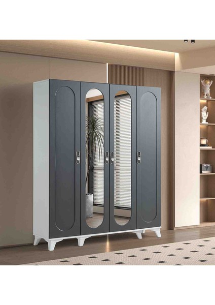 masal %100 mdf Membran 4 Kapaklı Dolap gardırop