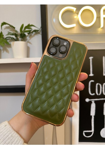 iPhone 14 Pro Max Baklava Desenli Deri Kılıf