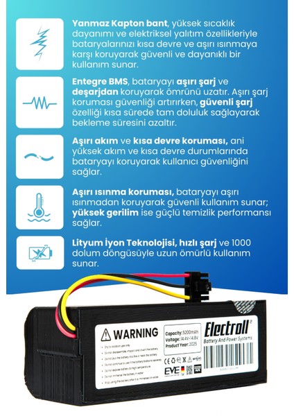 Philips Homerun 7000 Serisi Aqua XU7100/02 Batarya (Orjinal Kapasite) 5200MAH Robot Süpürge Pili modelleri