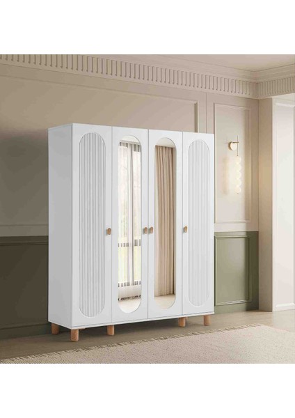 peri %100 mdf Membran 4 Kapaklı Dolap gardırop