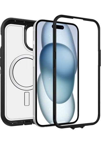 Defender Xt Iphone 15 / Iphone 14 / Iphone 13 Için Kılıf, Magsafe Özellikli, Darbeye Dayanıklı, Ultra Sağlam, Koruyucu Kılıf, 5x Askeri Standartlara Göre Test Edilmiştir, Şeffaf/siyah