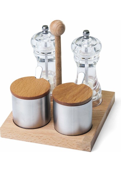 Dörtlü Tuz ve Biber Değirmenli Baharatlık Takımı