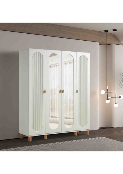 peri %100 mdf Membran 4 Kapaklı Dolap Gardırop