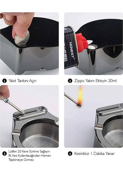 SN-20444 Metal Çakmakli Küllük (Zi̇ppo Yakit Ile Çalişir)