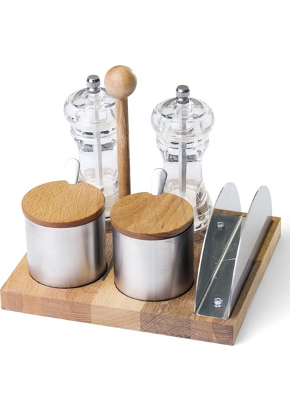 Beşli Tuz ve Biber Değirmenli Baharatlık Takımı