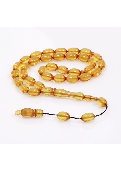 Sarı Renk Sıkma Kehribar Tesbih 7*11 mm modelleri