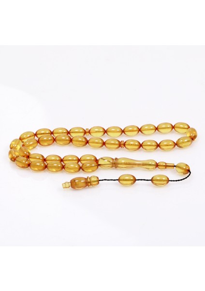 Sarı Renk Sıkma Kehribar Tesbih 7*11 mm fırsatları