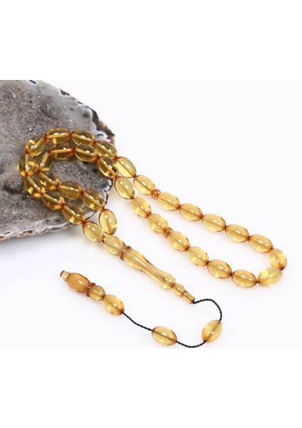 Sarı Renk Sıkma Kehribar Tesbih 7*11 mm indirimleri