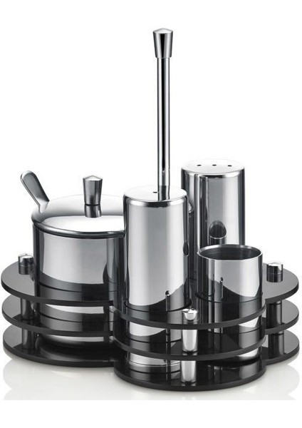 Pleksi Standlı 3'lü Btuzluk Baharatlık Seti