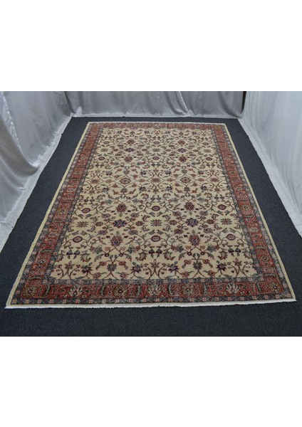 Vintage 6m2 El Dokuma Eskitme Çiçekli Pastel Yün Salon Halısı 5716