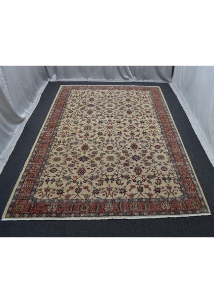 Vintage 6m2 El Dokuma Eskitme Çiçekli Pastel Yün Salon Halısı 5716