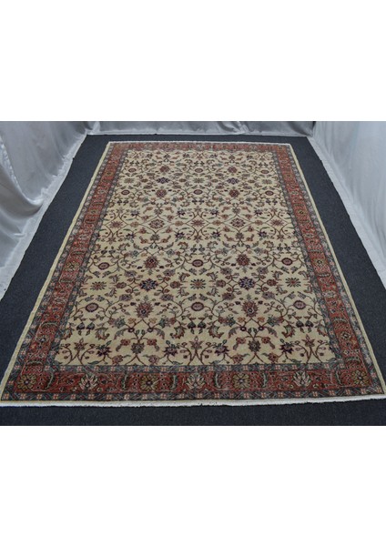 Vintage 6m2 El Dokuma Eskitme Çiçekli Pastel Yün Salon Halısı 5716