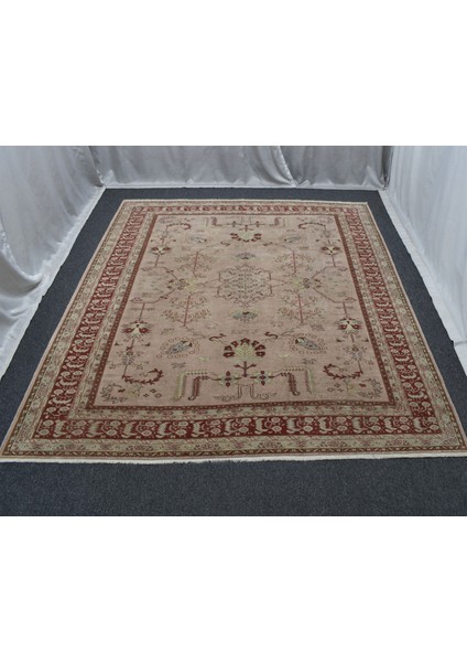 Vintage El Dokuma 6m2 Eskitme Pastel Kula Izmir Yün Salon Halısı 5715