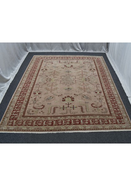 Vintage El Dokuma 6m2 Eskitme Pastel Kula Izmir Yün Salon Halısı 5715