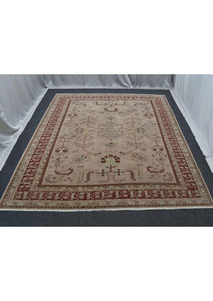 Vintage El Dokuma 6m2 Eskitme Pastel Kula Izmir Yün Salon Halısı 5715
