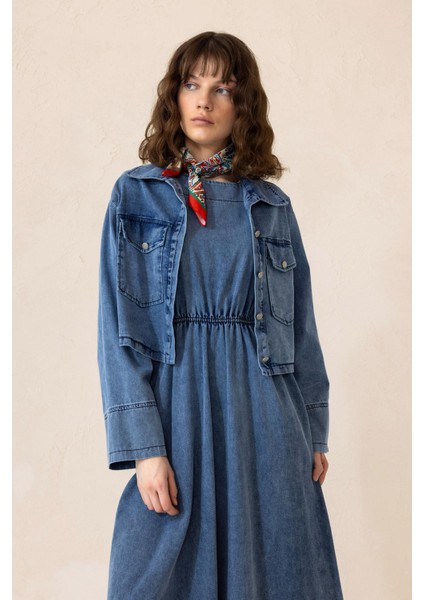 Ceket Elbise Denim Ikili Takım Mavi 9303-TK modelleri