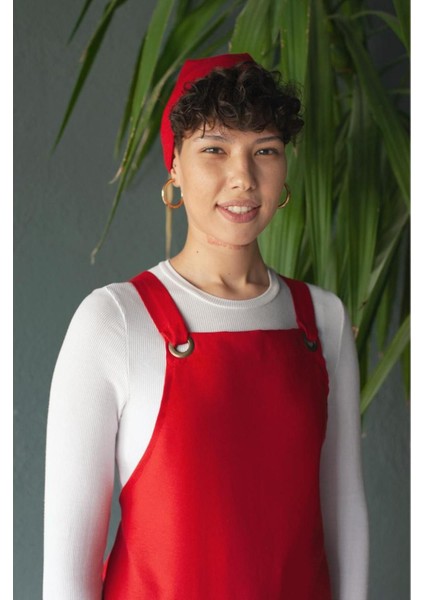 Kırmızı Renk Iş Atölye Seramik Resim Barista Garson Güzellik Salonu Şef Mutfak Klasik Önlük