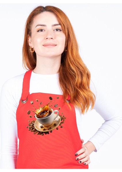 Kahve Baskılı Barista Garson Şef Mutfak Önlüğü