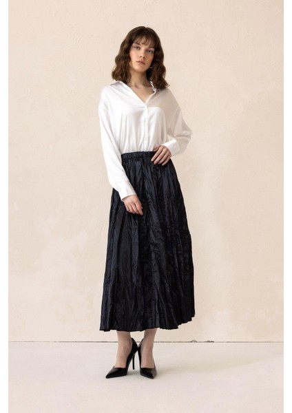 Beli Lastikli Kırışık Saten Etek Siyah 7059 fiyatları