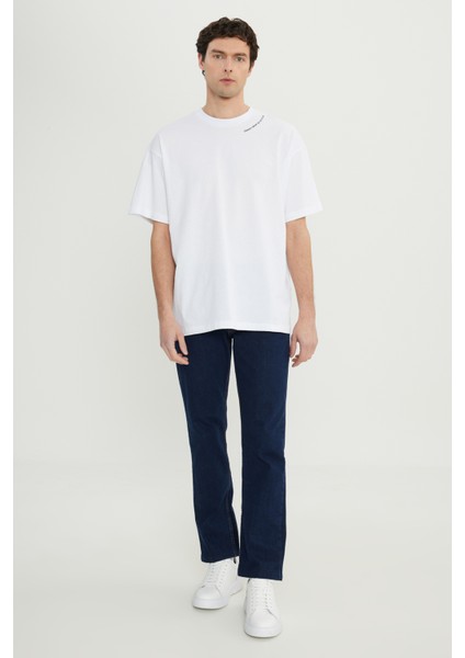 %100 Pamuk Oversize Fit Rahat Kesim Bisiklet Yaka Baskılı Tişört