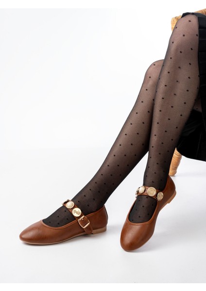 İNF-6363 Taba Baret Tokalı Günlük Bayan Ayakkabı