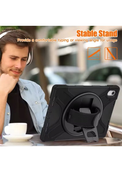 Apple iPad (A16) 2025 Uyumlu Kilif Tam Koruyucu Askili Defender Zirh A3355 modelleri