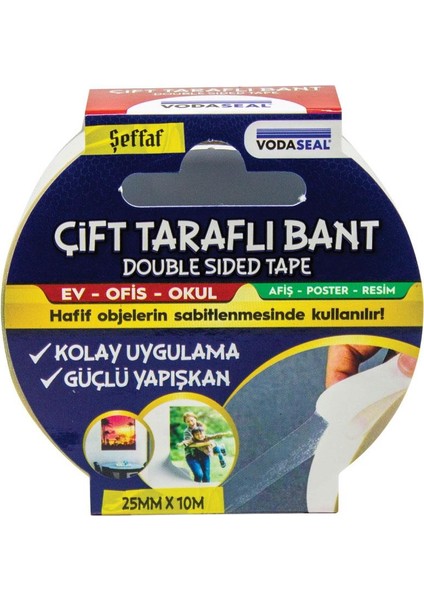 Vodaseal Çift Taraflı Filmik Bant 25 mm 10 Metre fiyatları
