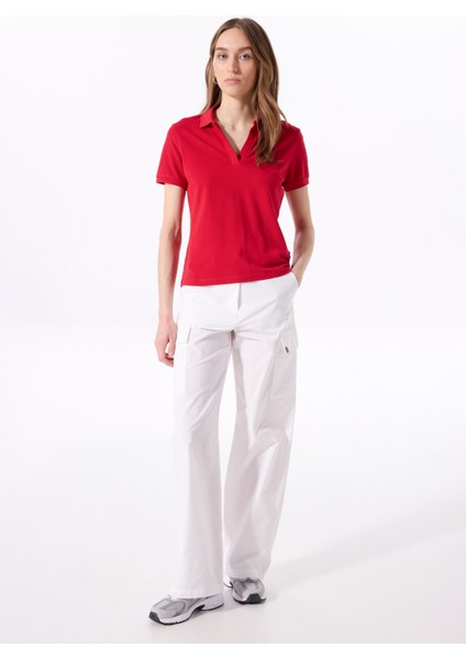 Kırmızı Kadın Relaxed Düz Polo T-Shirt J5SL-TST7070 fiyatları