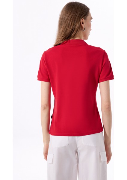 Kırmızı Kadın Relaxed Düz Polo T-Shirt J5SL-TST7070 indirimleri