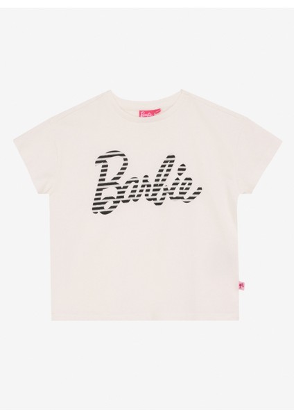 Baskılı Ekru Kız Çocuk T-Shirt BRB5SG-TST6001